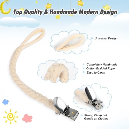 POKIPAW Pacifier Clip for Boys and Girls, 6 Pack Baby Pacifier Holder Leash - Image 2