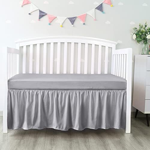 Crib Bed Skirt 14" Drop, Fits 28"x52" Crib, Adjustable by Bilobanbabybedding