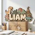 Personalized Dinosaur Name Sign, Custom Baby Nursery Wall Decor, Cartoon Dino by HANZSPROUT
