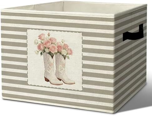 Rustic Cowgirl Boot Storage Bins Boxes Handles by Unknown