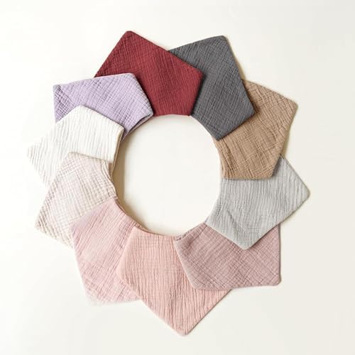 Konssy 10 Pack Baby Muslin Bandana Bibs - Image 6