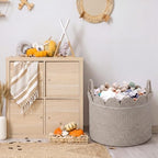 LemonRoad Round Woven Basket Brown Variegated - Image 6