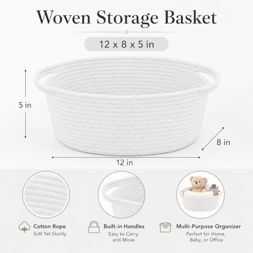 ABenkle Small Basket with Handles, Boho Decorative Rope Woven Dog Cat Toy - Image 2