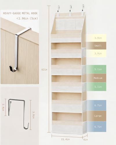 KMSCO Over The Door Organizer 6 Large +13 Mesh Side Pockets - Image 2