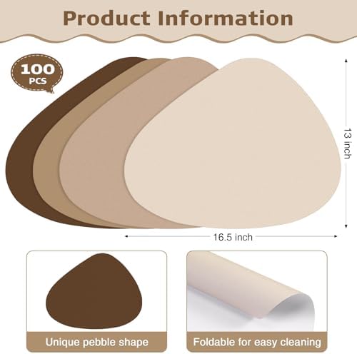 100 Pcs Disposable Paper Placemats Bulk 16.5"x13" Pebble Shape Place Mats - Image 2
