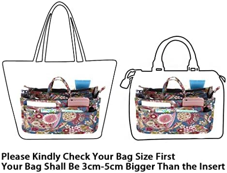 BTSKY Printing Handbag Organizers Inside Purse Insert-High Capacity 13 Pockets - Image 3