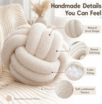 Petrella Beige Knot Pillow Ball, 8 Inch Decorative Pillow - Image 4