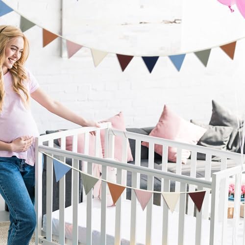 Oudain 2 Pcs Pennant Banner Flags Nursery Garland Triangle, Neutral Color - Image 6