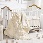Princess Crib Bedding Set for Girls, 3 Piece Pintuck Baby Crib Bedding Set by WOWELIFE
