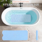 Anti-Slip Bathtub Shower Mat 40×16 Inch Opaque Light Blue - Image 4