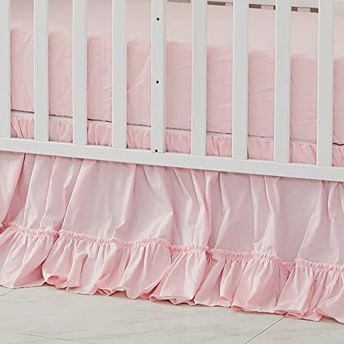 Brandream Crib Bed Skirt for Baby Girls Boys Blush Pink Boho Bohemian Solid by Brandream