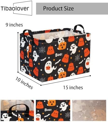 Halloween Basket Cute Baskets for Kids Pumpkin Basket Rectangular Storage Bin - Image 2