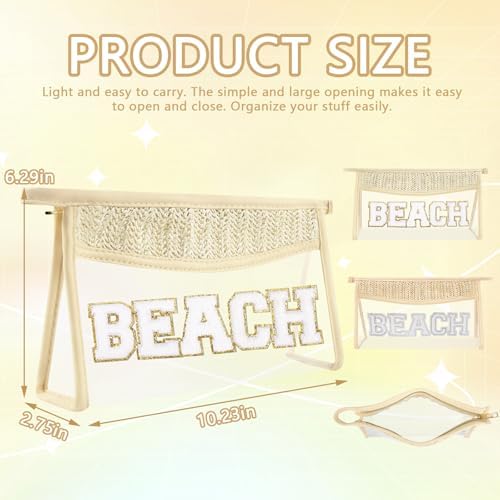 Iqimott 2Pcs Clear Patch Makeup Letter Bag, Boho Letter Bag - Image 2
