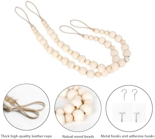 2 Pack Wood Bead Curtain Tieback, Boho Curtain Holdback - Image 5