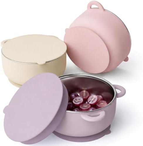 Bakpoco 2-in-1 Stainless Steel Baby Bowls, Leak-Proof Lids & Suction Silicone by Bakpoco