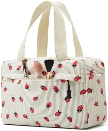 Large Makeup Bag for Women Corduroy Cosmetic bag Make up Bags Zipper Pouch - Image 2