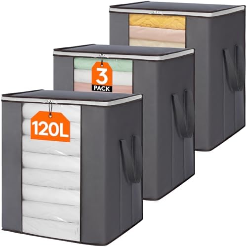 Lifewit 3 Pack 120L Extra Large Clothes Storage, Blanket Storage Bags by Lifewit