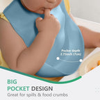 Cuddle Campus Set of 3 Silicone Bibs, Soft Adjustable Bibs - Image 4