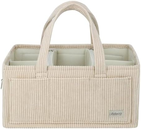 Diaper Caddy Organizer Beige Corduroy Nursery Storage Basket by Unknown