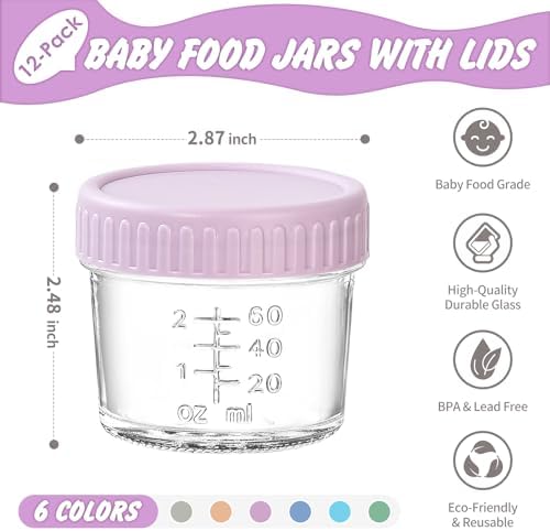 DRKIO 12 pcs Baby Food Storage Containers 4 Oz Small Glass Jars - Image 2