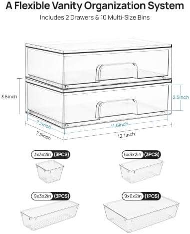Vtopmart 12-Pack Clear Makeup Organizer Set - Image 2