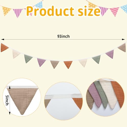 Oudain 2 Pcs Pennant Banner Flags Nursery Garland Triangle, Rich Color - Image 2