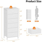 Furnulem White Dresser for Bedroom, 6 Fabric Drawers Chest of Drawers - Image 3