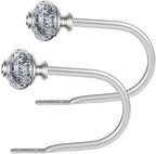 USFOOK Silver Curtain Holdbacks, Decorative Drapery Tiebacks, 2 Pack/1 Pair by USFOOK