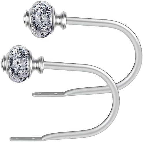 USFOOK Silver Curtain Holdbacks, Decorative Drapery Tiebacks, 2 Pack/1 Pair by USFOOK