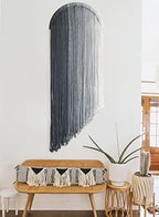 Macrame Wall Hanging Hand Dyed Blue Boho Fiber Art Decor 20" - Image 3