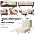 8Pcs Outdoor Cushion Covers, Stretch Patio Furniture Couch Chair Slipcovers - Image 2