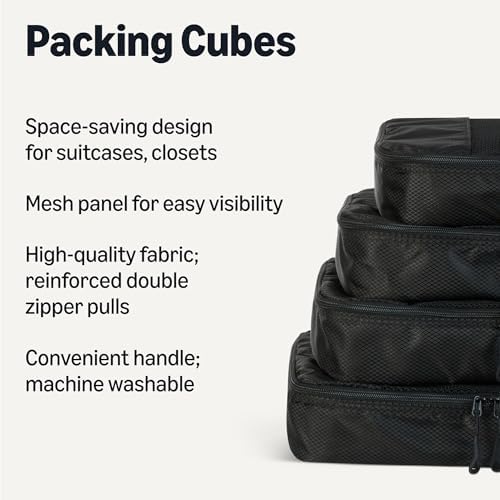 Amazon Essentials 4-Piece Packing Cubes Travel Accessories Set, Luggage - Image 2