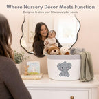Elephant Baby Storage Basket, Woven Cotton Rope Nursery Bin, 15x11 in - Image 5