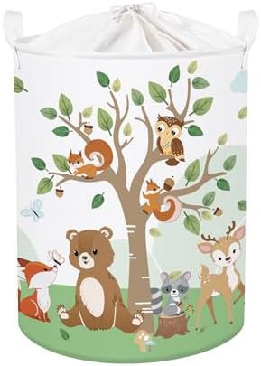 Forest Animals Laundry Hamper Woodland Tree Large Storage Basket Parents by HUUMONSS