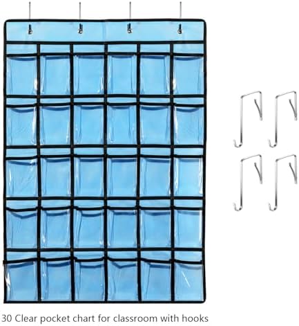 KEEPJOY Classroom Pocket Chart for Cellphone Calculator Holder, 30 Clear Pocket - Image 4