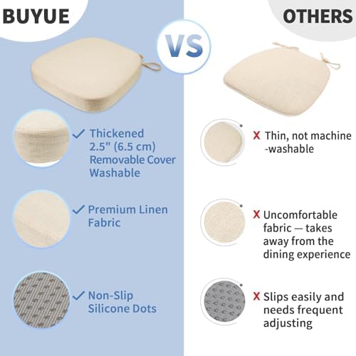 BUYUE Thickened 2.5" Friendly Woven Fabric Dining Chair Cushion, U-Shape High - Image 6