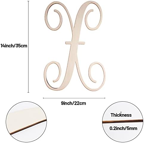 Cursive Wooden Letters X for Wall Decor Large Wood Monogram Letters 14 Inch - Image 2