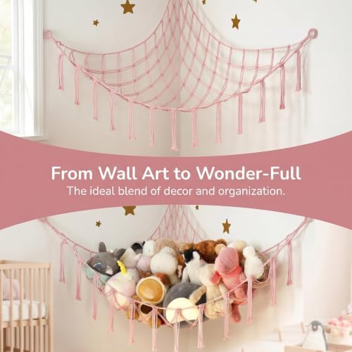 Stuffed Animal Storage Hammock Corner Net, Large Macrame Stuffed Animal - Image 3