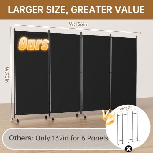 Room Divider 136'' Wide Folding Room Divider Panel - Image 2