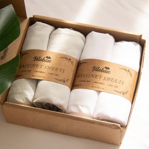 Baby Bassinet Sheets 4 Pack Compatible by Bilobanbabybedding