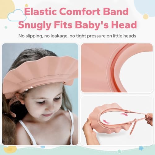 FUNUPUP Baby Shower Cap for Toddlers Kids, Soft TPE Silicone, Dusty Pink - Image 4