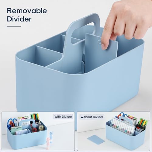 Multiuse Caddy Organizer with Handle, Portable Divided Plastic Tote Bin - Image 6