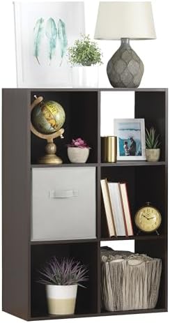 Whitmor 6 Cube Bookcase, 3 Tier Stackable MDF Bookself, Open Storage Display by Whitmor