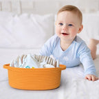 MEGASKET Orange Woven Basket, Cute Cotton Rope Cat Dog Toy Bin Box, Small Woven - Image 5