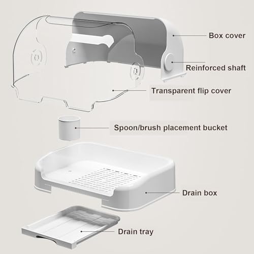 Baby Drying Rack with Lid, Dustproof Baby Storage Box with Removable Drain Tray - Image 3