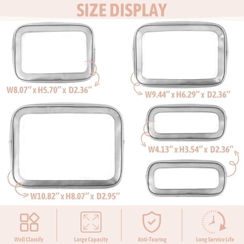 YOPCDJ 5PCS Diaper Bag Organizer Pouch Set, TSA Approved Toiletry Bag，Clear - Image 3