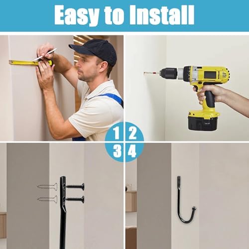 4PCS Curtain Holdbacks, 3.9'' Screw-in Curtain Tiebacks Wall Mounted Hooks - Image 5