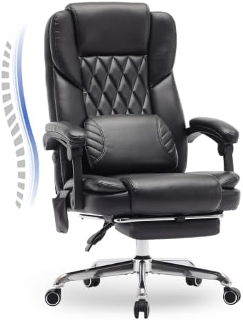 Massage Office Chair with Footrest, High Back Executive Chair, Ergonomic Desk by Unknown