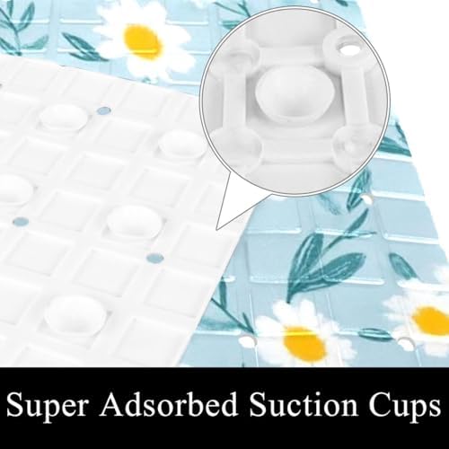 Bathtub Mat Non Slip 26.8x15.1In, Mini Daisies Bath Mat - Image 3