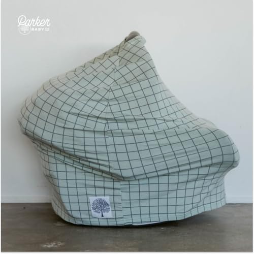 Parker Baby Co Multi-Use Cover Carseat Cover Nursing Cover: Sage Windowpane - Image 6
